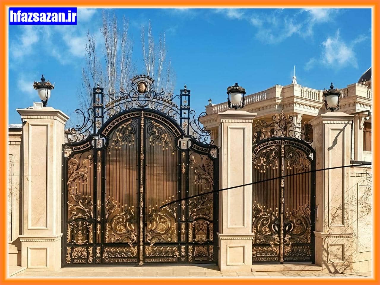 درب حیاط ویلایی فرفورژه با طراحی زیبا و مقاوم