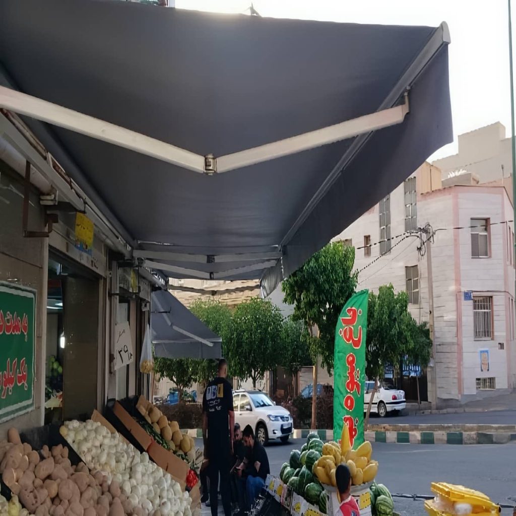 نصب سایه بان برقی پارچه ضدآب در بومهن