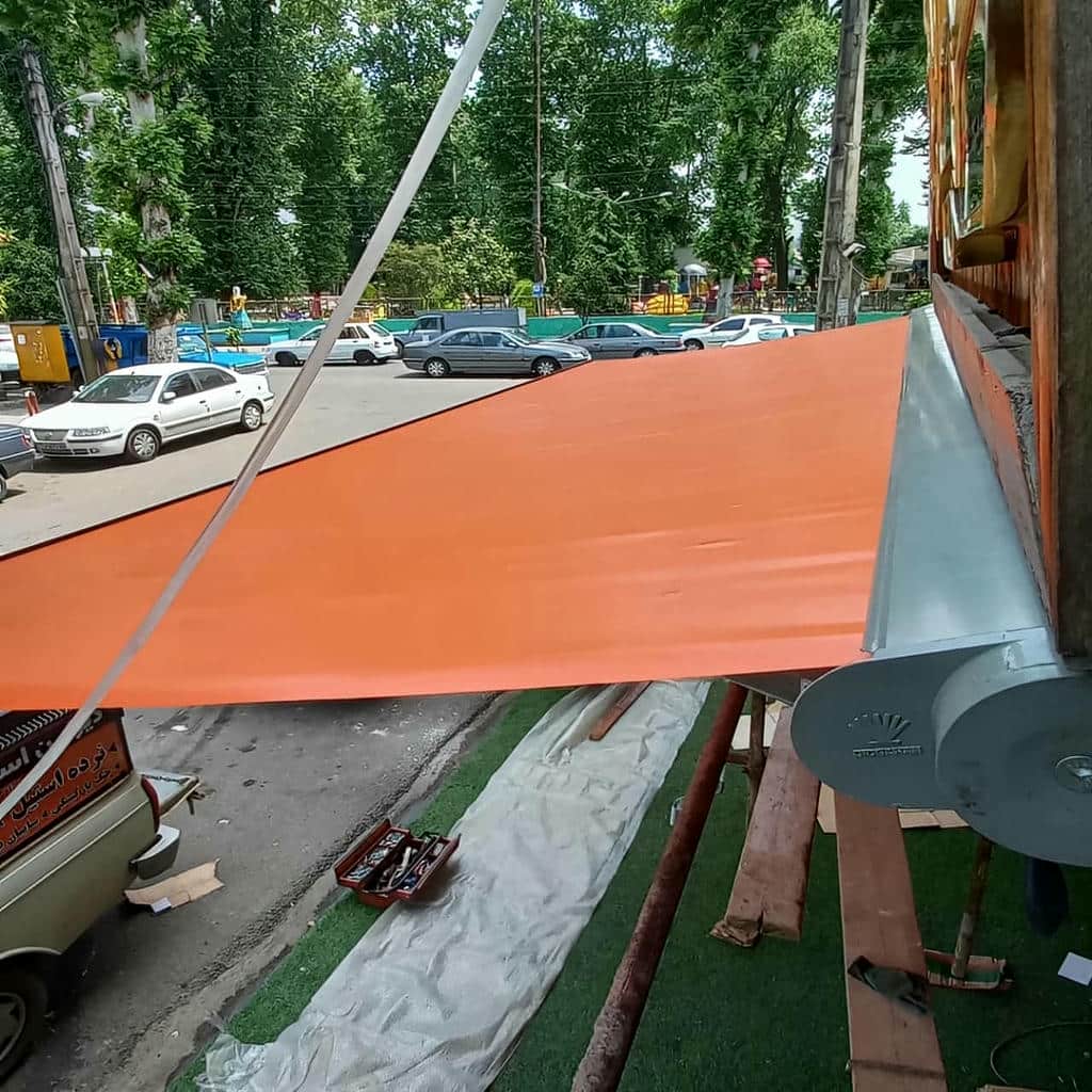 نصب سایه بان برقی پارچه ضد UV در آبسرد
