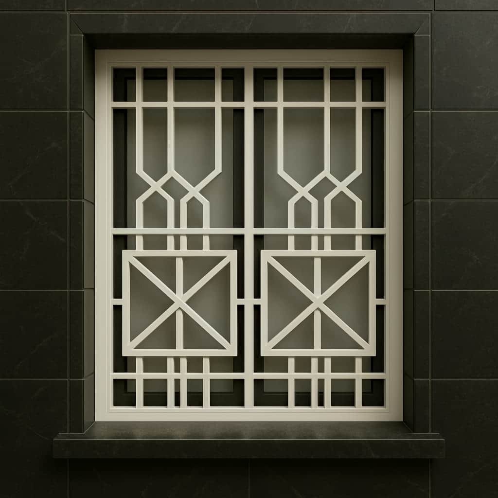 مدل هندسی حفاظ پنجره لیزری برای نمای مدرن پروژه