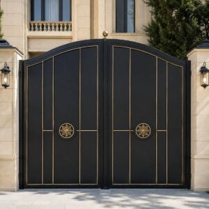 8 مدل درب حیاط مشکی طلایی