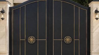 8 مدل درب حیاط مشکی طلایی