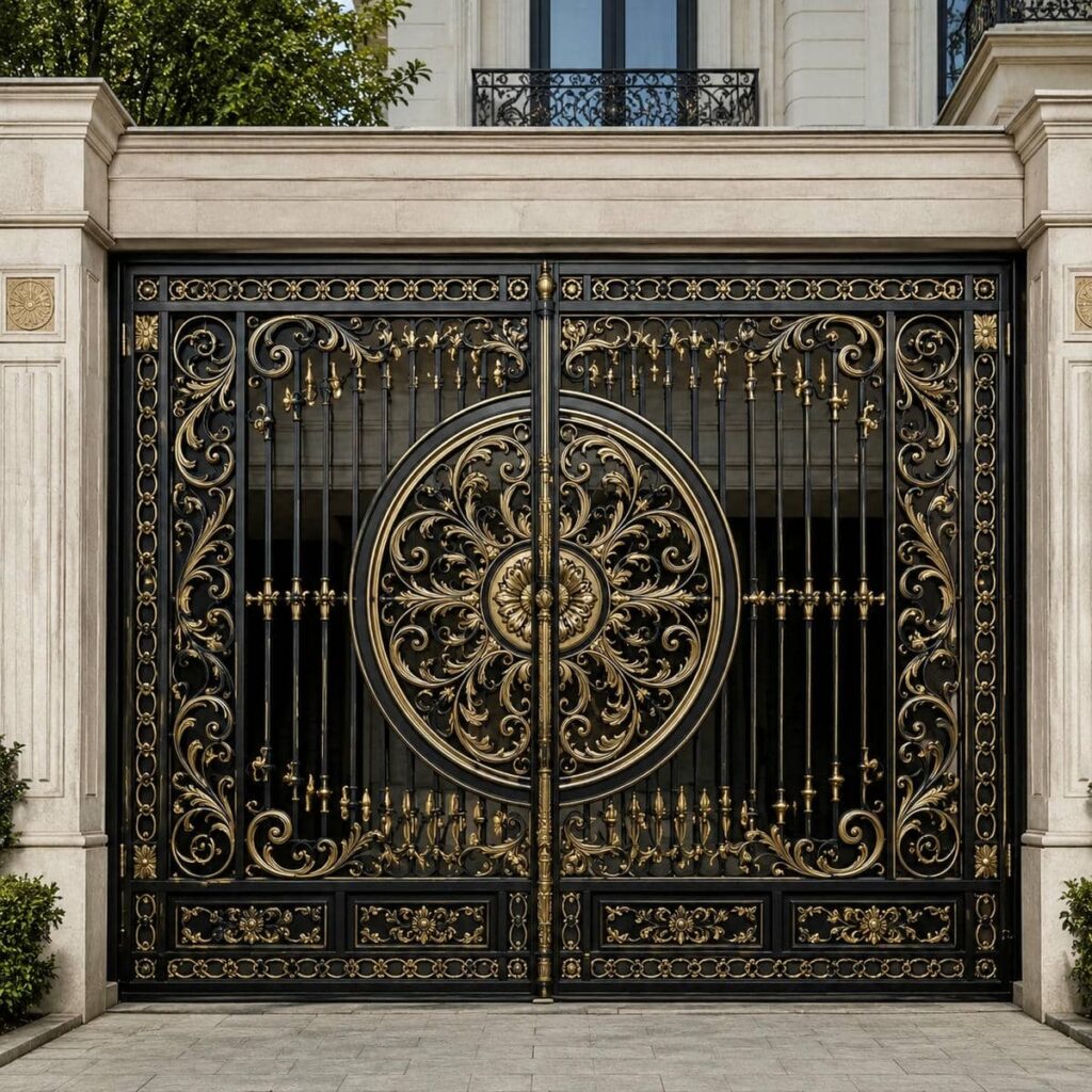 فروش درب پارکینگ طرح چوب با رنگ گردویی