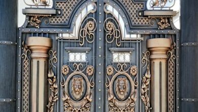 11 نمونه درب فلزی طرح چوب ورودی
