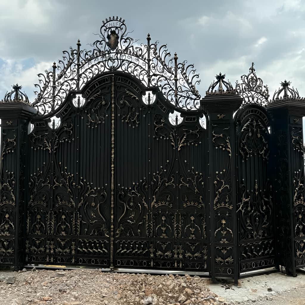 اجرای درب باغ فلزی لولایی با رنگ کوره‌ای