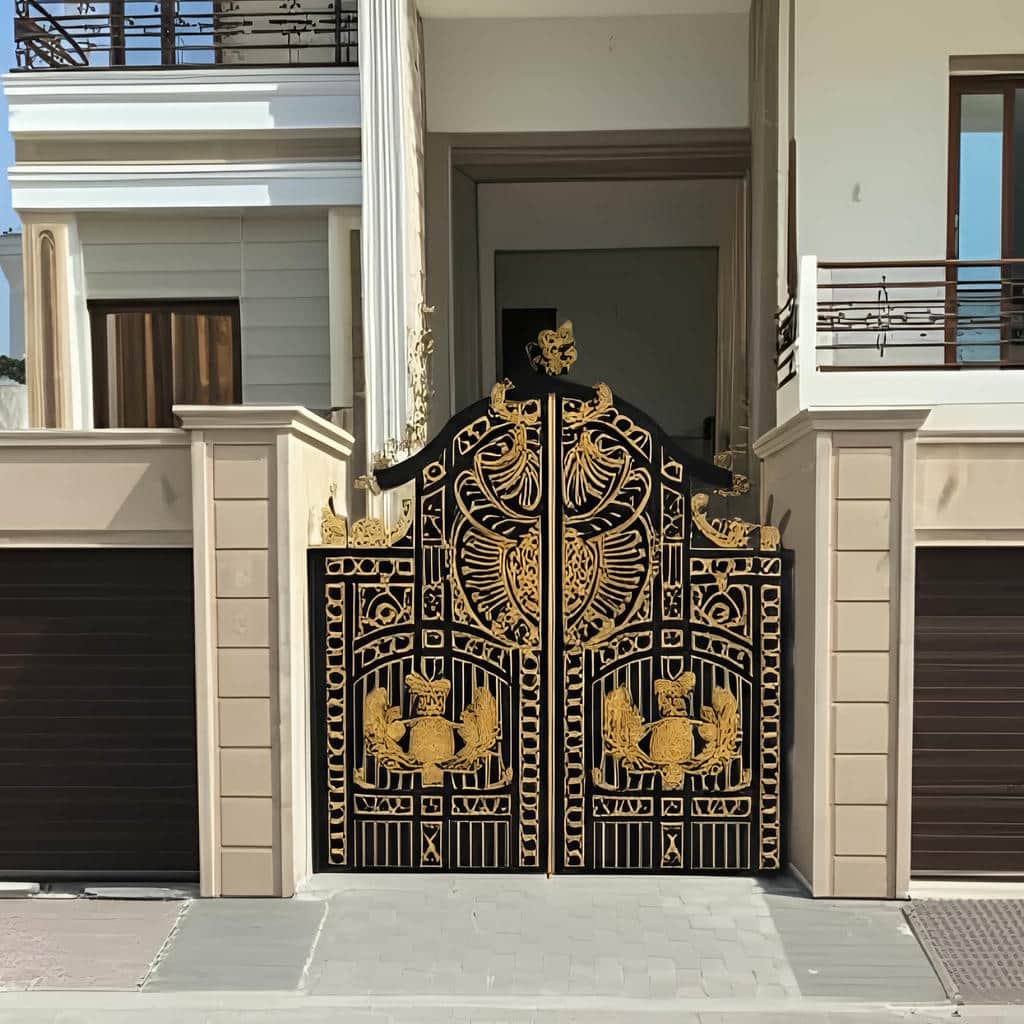 درب ساختمان ساده شاسی فلزی با خطوط عمودی