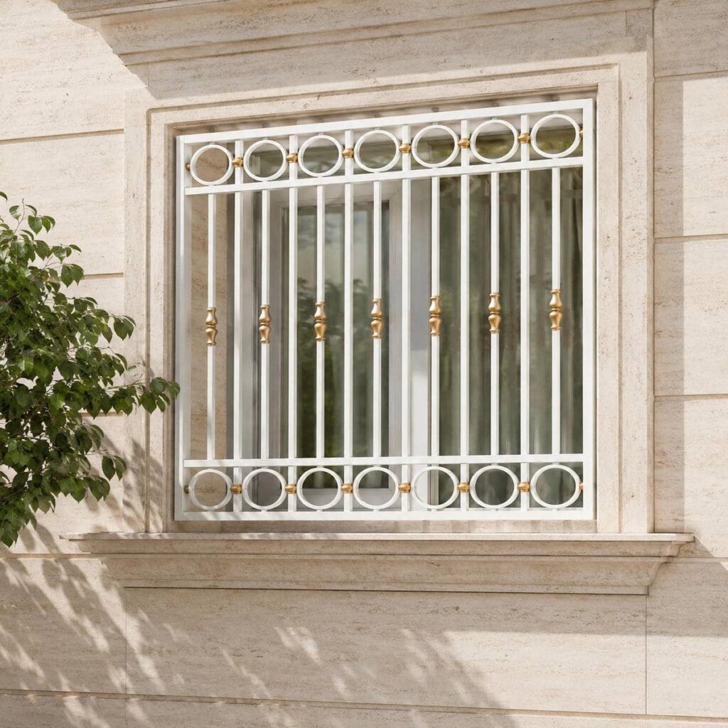 اجرای حفاظ پنجره ضد سرقت روی نمای سنگی