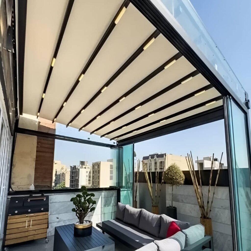 سایبان اتوماتیک ورودی ساختمان مدرن